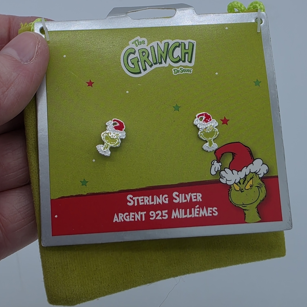Dr. Seuss The Grinch Sterling Silver Enamel Stud Earrings - Picture 4 of 4